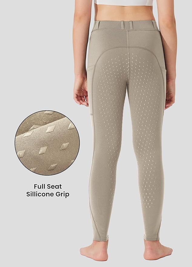 Willit Girls Fleece Horse Riding Pants Equestrian Breeches Kids Winter Riding Tights Thermal Schooling Tights