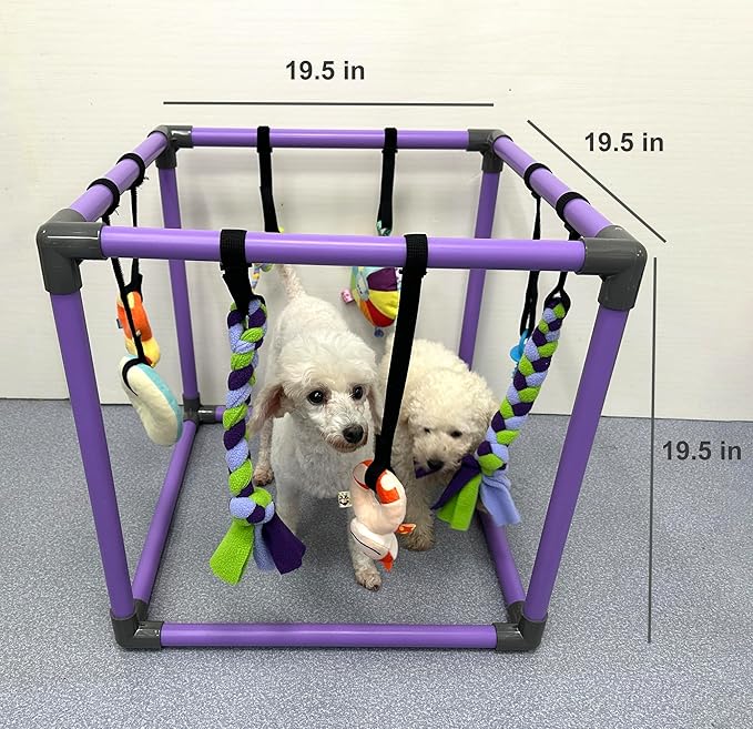 Puppy Play Gym for Small Dogs with 8 Hanging Toys, Jungle Playground with Interactive Funny Enrichment Toys to Keep Them Busy