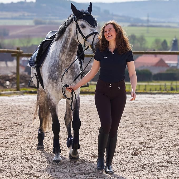 HORZE Adepto Open Front Tendon Boots | Durable Shell with Neoprene Lining - Dark Navy - Cob