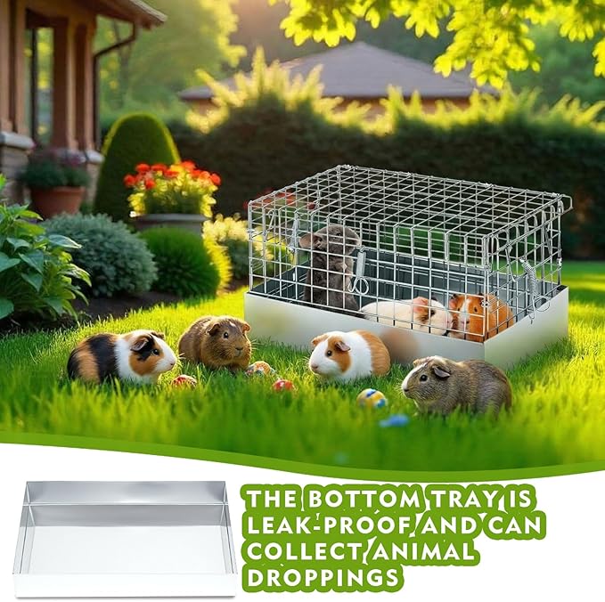 14 x 8 x 8 Inch 1 Hole Folding Guinea Pig Carrier Chinchilla Carrier Portable Hamster Travel Cage with Tray Handle for Rabbit Chick Bird Small Animal Transport Temporary Housing Pet Habitat