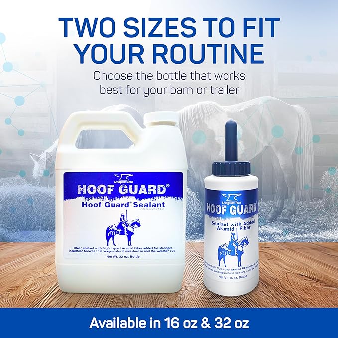 Fiber- Fortified Hoof Guard Sealant 16oz – Pro-Grade Formula Hoof Protector with Aramid for Stronger Hooves – Helps Fill Cracks & Lock in Moisture - Shields Against Thrush, UV Damage & Brittleness