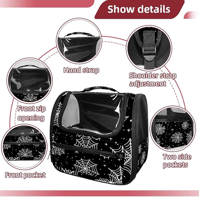 Spider Web 5 Pet Carrier Airline Approved Soft Sided Portable Cozy Travel Pet Bag, Car Seat Safe Carrier for Cats and Dogs