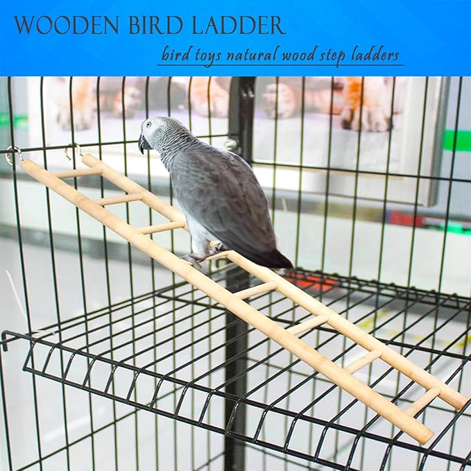 3pcs Natural Wooden Bird Ladder Birdie Basics Perch for Cage Parrots Parakeets Cockatiels Climbing Accessories Wood Perch (6 Step 7 Step 8 Step)
