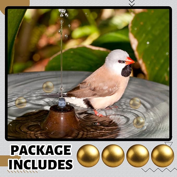 4 Pcs Bird Bath Copper Disk Balls, Spherical Design Purity Disk for Maximum Surface Contact, Natural Water Purification, Universal Fit Outdoor Birdbaths, All Season Use(Brass,20 mm)