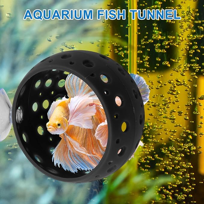 Betta Hideout Tunnel, Interactive Aquarium Decor, Aquarium Tunnel for Betta, Exciting Hiding Spot, Black