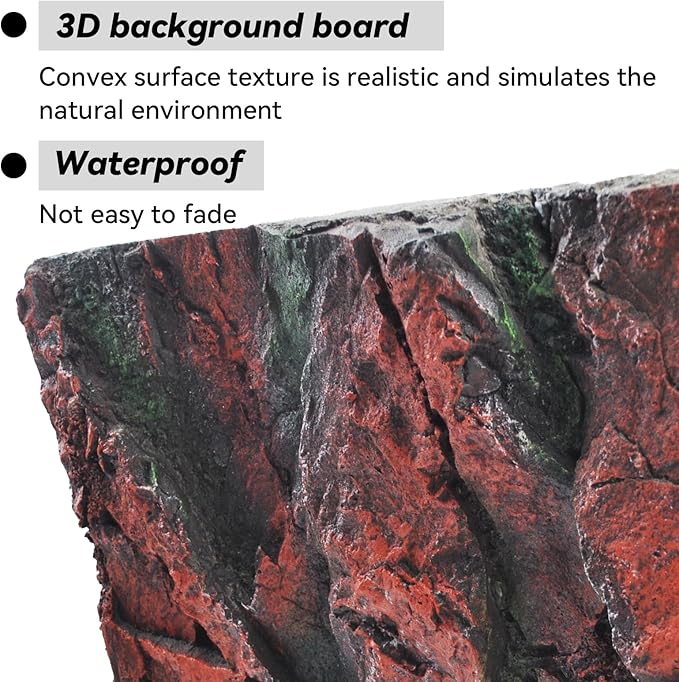 3D Tank Background Board, Reptile Wall Backdrop Aquarium Rock Terrarium Cork Background Board DéCor Backgrounds Amphibian Habitat Decoration for Lizards Leopard Gecko Bearded Dragons Turtle