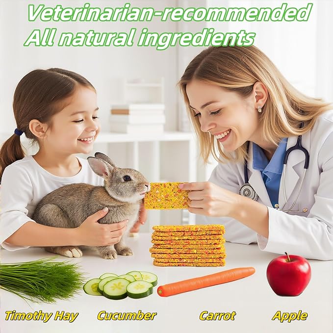 Rabbit Toys 10pcs Crispy Bunny Chew Treat Guinea Pig Timothy Hay Chips Compressed Hamster Molar Snack for Grinding Teeth Nutritional Chinchillas Food Dental Squirrel Gerbil Rat Chipmunk Pet