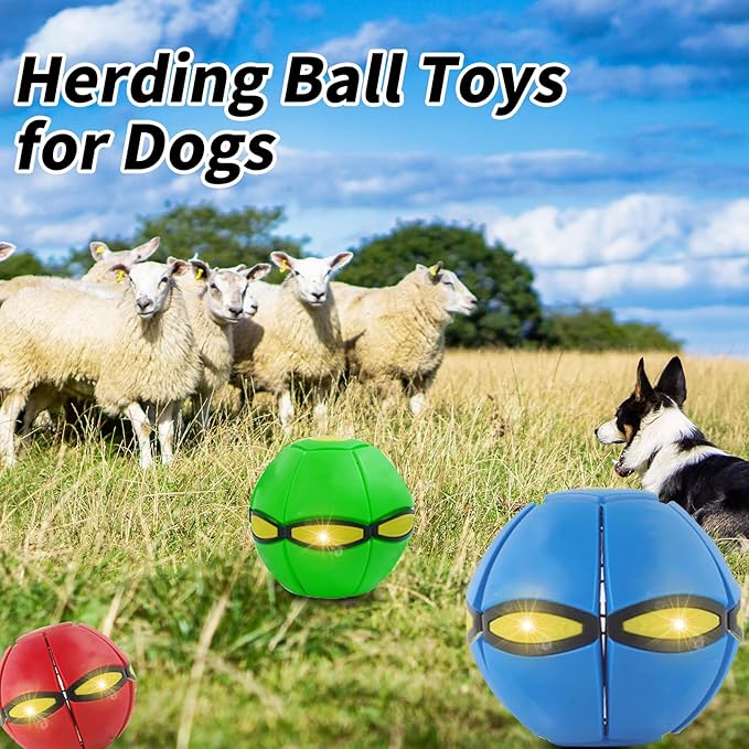 3PCS Dog Flying Disc Toy - Light Up Saucer Ball for Dogs - Outdoor Games (Red+Blue+Pink)