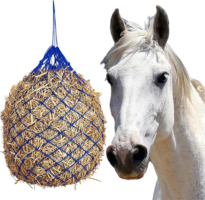 Hay Nets for Horses, 40" Slow Feed Hanging Horse Hay Bag for Horses Goats Sheep Donkey Trailer Full Day Slow Feed, Ultra Slow Soft Feeder Bag with 2” Mesh Holes for Horses Stall Paddock Rest