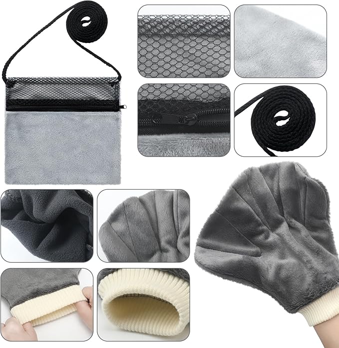 4 Pcs Sugar Glider Bonding Pouch with Mitt Calming Hedgehog Gloves Sugar Glider Cage Accessories Handling Bite Proof Hamster Carry Bag for Small Animal Outgoing Sleeping
