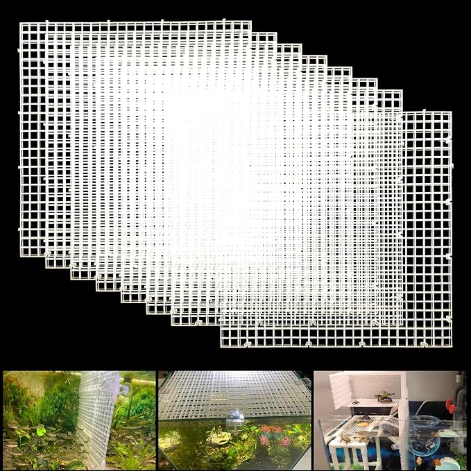 Adjustable Aquarium Fish Tank Divider Filter Bottom Plastic Grid Fish Tank Isolation Board Plastic Egg Crate Tray(White, 8pcs 11.8X11.8Inch with 0.35Inch Hole