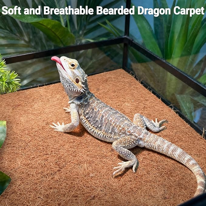 ZeeDix 10 Pcs Reptile Carpet, 12X12 inch Natural Coconut Fiber Liner Mat Flooring Accessories for Reptile Tank - Bearded Dragon Tortoise Lizard Turtle Snake Leopard Gecko Substrate Bedding