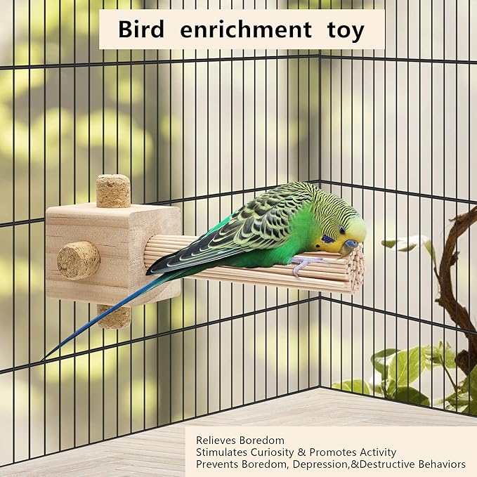 Parrot Chewing Stopper Toy Stand Perches Lollipop Stick Bird Toy Intelligence and Emotions Wood Foraging Toys for Parrots Cage Accessory (Wood-Lollipop, 1 Pack)