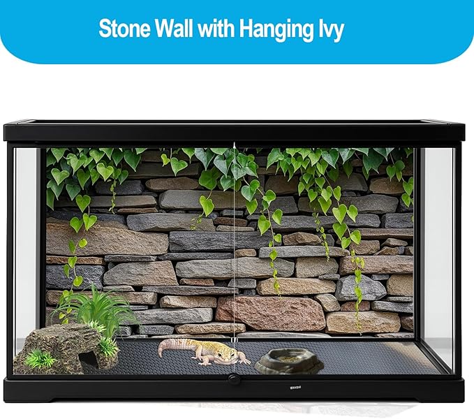 3 Pcs Reptile Tank Background, Bearded Dragon Tank Accessories, 36x18 inches 40 Gallon Polyester Terrarium Background Décor for Leopard Gecko, Crested Gecko, Turtle, Bearded Dragon