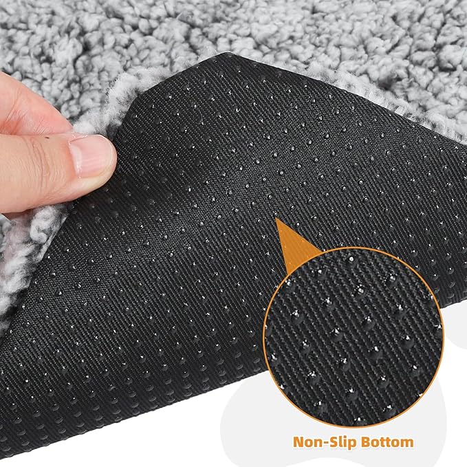 KOOLTAIL Self Warming Cat Bed, 4 Pack 18*24in Plush Extra Warm Self Heating Pet Pad for Crate, Floor, Indoor Outdoor, Non-Slip Upgraded Thermal Foil Puppy Kitten Mat with Removable Washable Cover,Grey