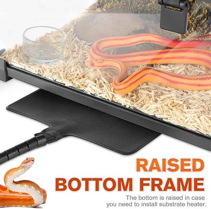 Mini Reptile Glass Terrarium Vivarium 12'' x 8'' x 6'' Full View Tank Small Amphibians Glass Habitat Cage with Feeding Slot & Box Lock Buckle