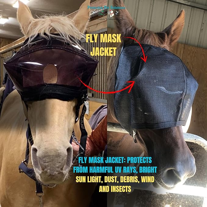 Recovery Vizor, (Size: Mini/Foal - Dark UV Tint) Medical and Preventative Horse Eye (Goggle) Protection Mask for Uveitis/Injury/Scratch or Corneal Ulcer, Infection, Blindness.