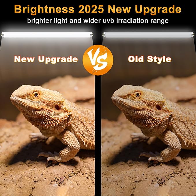 LUCKY HERP T8 18W UVB 10.0 Reptile Light, UVA UVB Reptile Light Bulb 2 Pack, Fluorescent Lamp for Reptiles Amphibians Lizards Chameleons