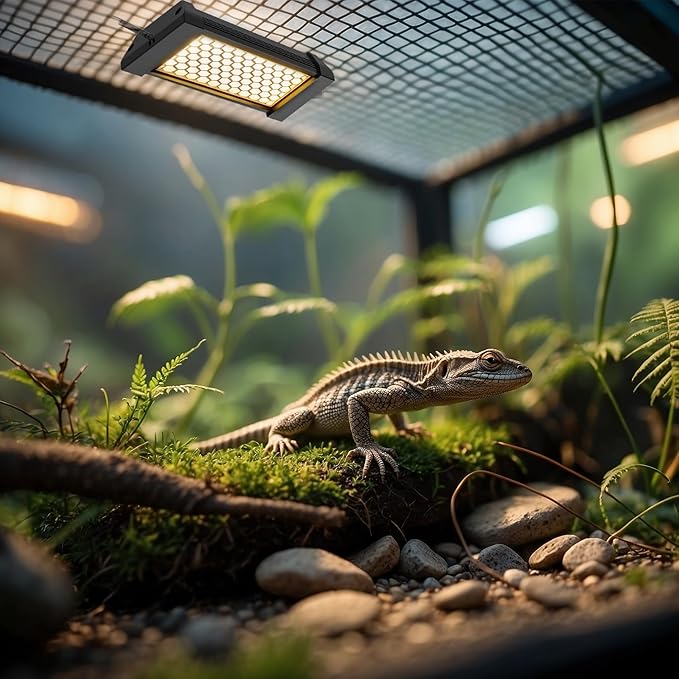 Dimmable LED Reptile UVB Lamp, 8000 Hours UVB Duration for Much Longer Lifespan, Adjustable 4/8/12-Hour Cycles, Suitable for Tortoise and Gecko, 4W, S Size