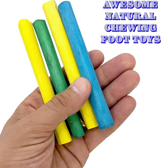 5516 Skinny Rainbow Sola Logs Pk8 - Handcut Natural Sola Bird Foot Toys, Bright Assorted Colors, Pet Safe, Lightweight, Easy for Birds to Hold and Shred