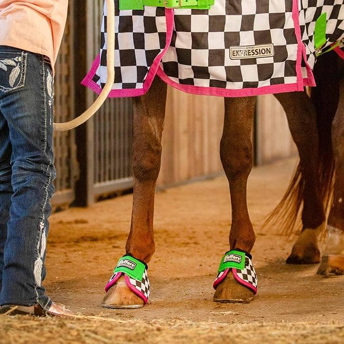 Jeffers Expression No Turn Bell Boots for Horses - Skater Cowgirl, Large | Shock Absorbing Hoof Protection | Secure Double Hook & Loop Closure, Perfect for Turnout, Training, & Riding - 1 Pair