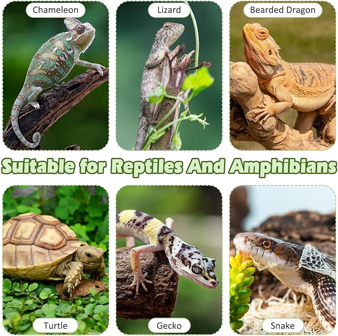 kathson Bearded Dragon Tank Accessories, Large Reptile Hide Wooden Bridge Triangle Hammock Jungle Climber Vines Leaves and Plant Reptile Habitat Decor for Chameleon Lizards Gecko Snakes Climbing