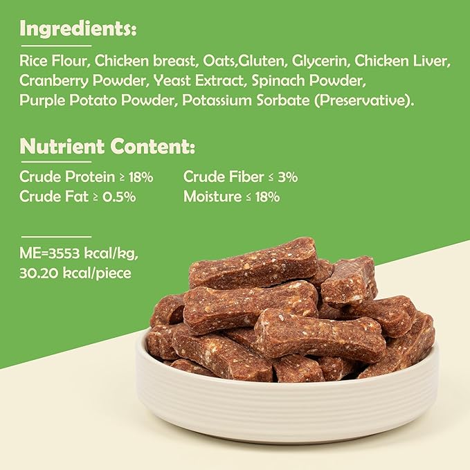MON2SUN Dog Treats 2 Inch Chicken & Oat Treats with Cranberry Powder, Crunchy Biscuits for Small Dogs, Training Rewards, 21.16 oz (70 Count)
