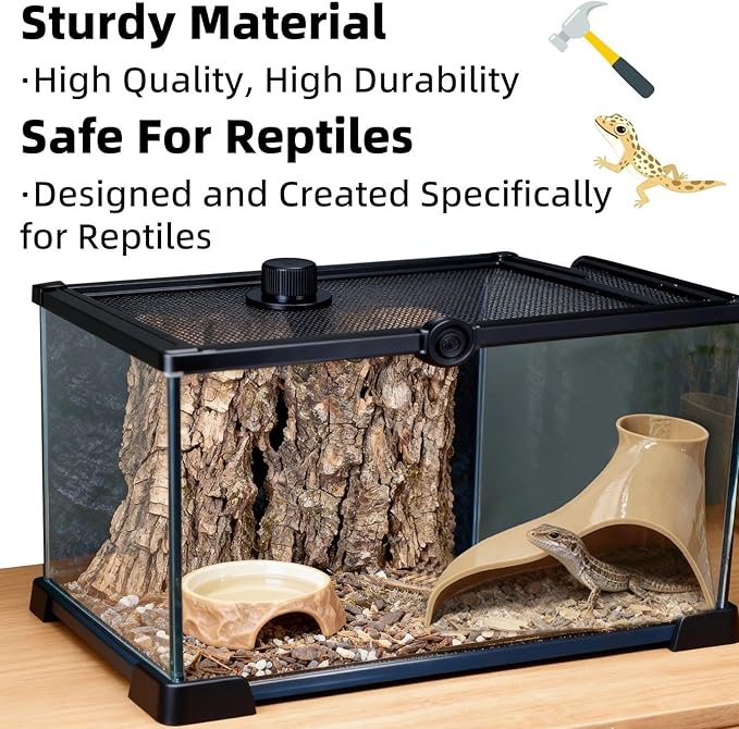 Reptile Underground Corner Cave Viewing Hide Lizard Hognose Leopard Snake Gecko Hideout Habitat Tank Enrichment Reptile Decoration Accessories Toys Ornaments Supplies