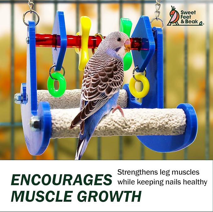 Sweet Feet and Beak Tweeter Totter - Perfect Cage Toy Stimulates Visual and Physical Activity - Safe, Non-Toxic, Cage Accessories for Small Birds