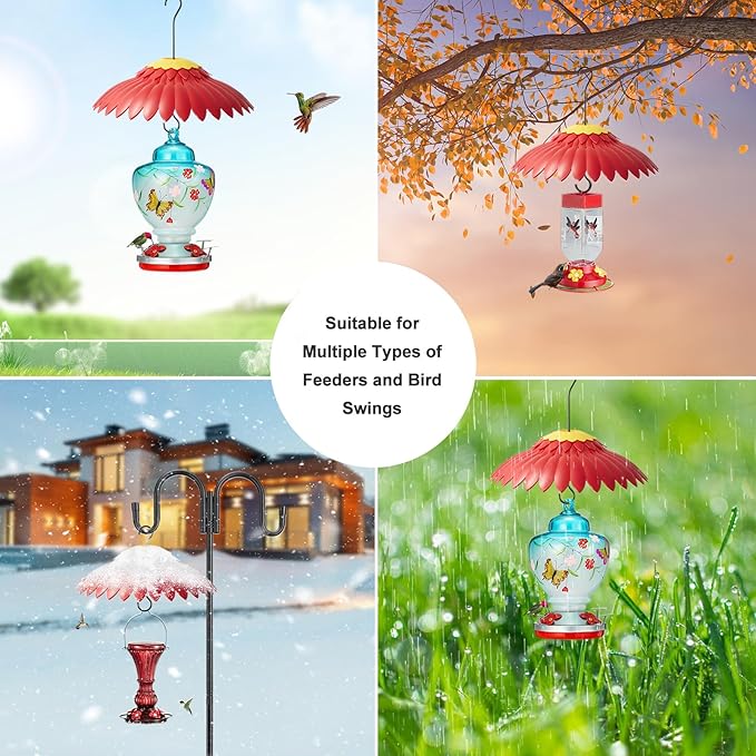 Bird Feeder Weather Guard Dome Cover Red Rain Shade for Hummingbird Feeders Built-in Moat Proof, Easy to Install 11inch