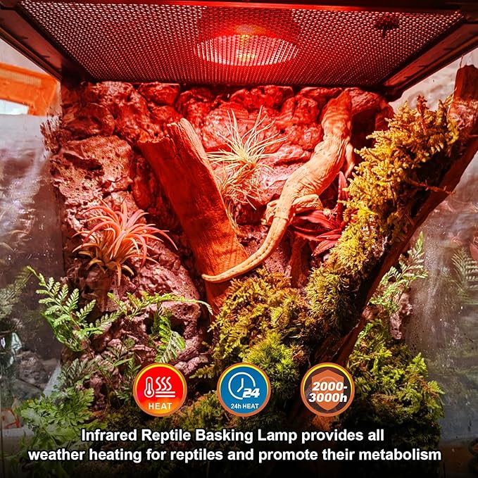 2 Pack Infrared Heat Lamp, 100W Reptile Heat Emitter Infrared Basking Spot Light, Red Heat Lamp for Chickens Coop Reptile Pets Brooder Use