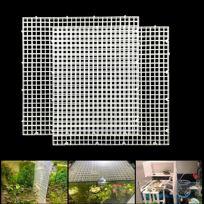 Adjustable Aquarium Fish Tank Divider Filter Bottom Plastic Grid Fish Tank Isolation Board Egg Crate Tray(White, 2pcs 11.8X11.8Inch with 0.35Inch Hole)