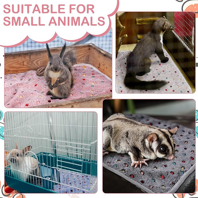 Tudomro 8 Pcs Guinea Pig Blankets Absorbent Washable Animal Fleece Bedding Cage Liners Waterproof Reusable Pet Pee Sleep Mat Pad Cover for Chinchilla Hamster Ferret(Dot,47 x 24 Inch)