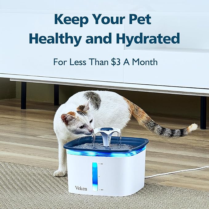 Veken Cat Water Fountain Filter, Classic 16 Pack Replacement Filters & 16 Pack Replacement Pre-Filter Sponges for 50oz, 84oz, 95oz or 108oz Automatic Pet Fountain Dog Water Dispenser