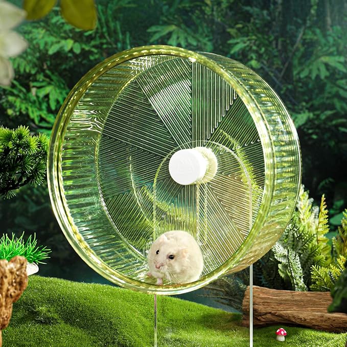 Super-Silent Hamster Exercise Wheel: Silent Spin Toys Hamster Running Wheels with Height Adjustable Stand for Hamsters Gerbils Mice Or Other Small Animals -8.5inch Blue