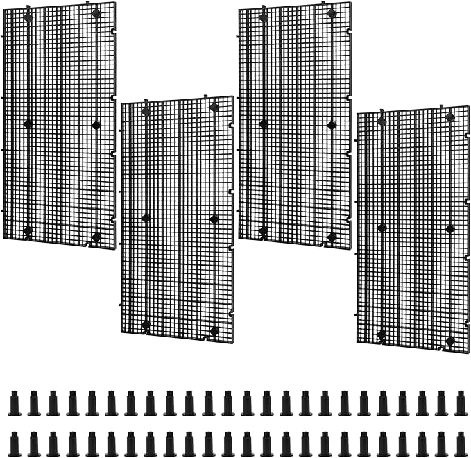 LINLAN 4 Pieces High-Density Aquarium Grid Plastic with 24 Brackets, Fish Tank Divider, Egg Crate for DIY Filtration and Bottom Protection in Aquascaping