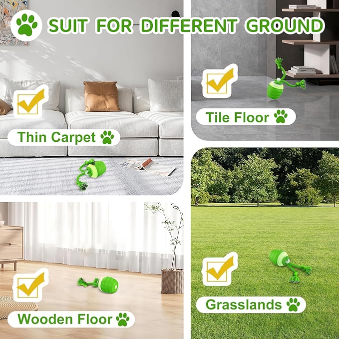 Interactive Dog Toy, [Newly Upgraded] Motion Activated Rolling Squeaky Ball for Medium/Large Dogs, Automatic Moving Dogs Ball for Boredom, USB Rechargeable(Green)