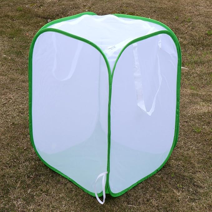 Collapsible Mesh Bird Cage for Song Bird, Bird Cage Seed Catcher White, Large Parakeet Cages, Pop-Up Design, 18 x 18 x 46 Inches