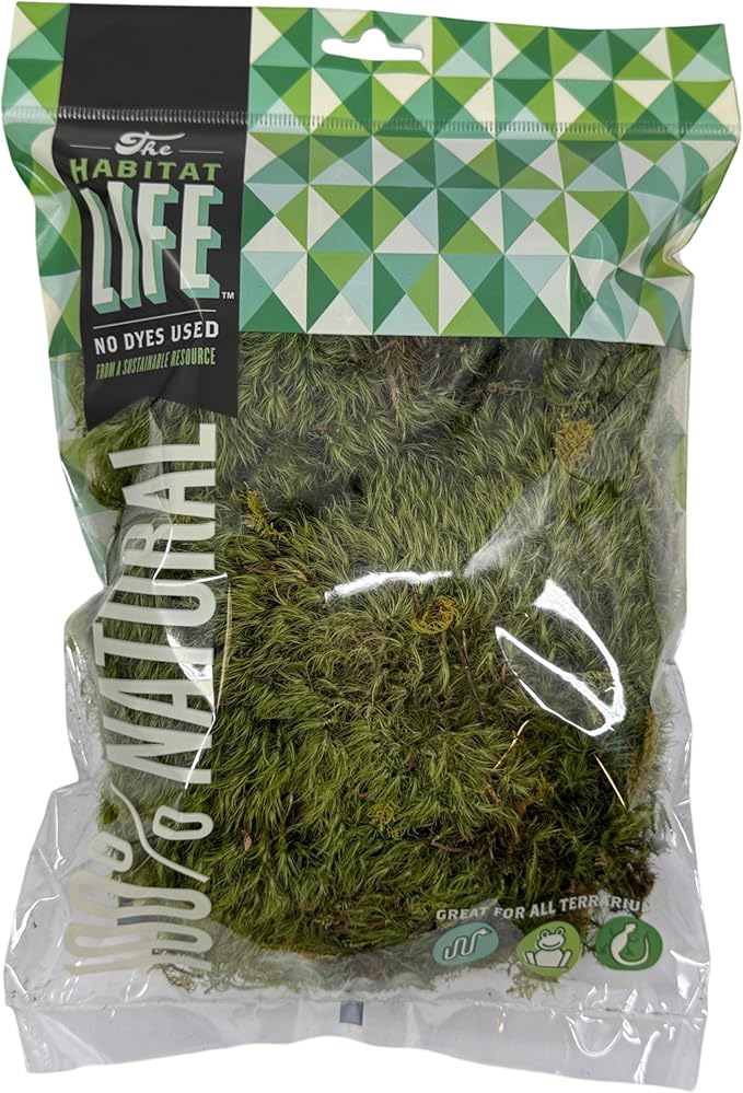 The Habitat Life - Natural Mood Moss - for Reptiles, Amphibians & Invertebrates Terrariums - Moisture-Retaining - Humidity Control - Soft Bedding - Dye-Free & Safe - Small - 1 Pack