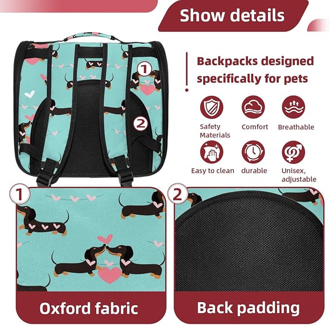 Love Dog Cat Backpack Carrier, Large Pet Backpack for Medium Small Dog Cat Puppy Kitty Bunny