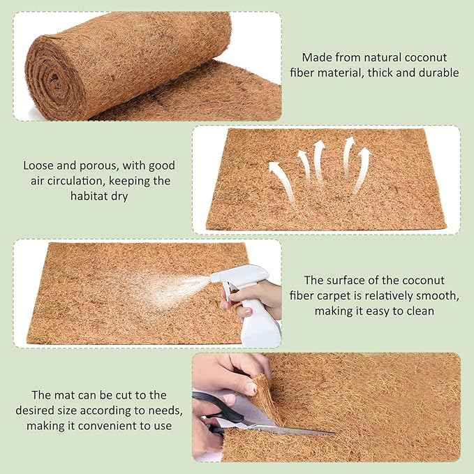 kathson Bearded Dragon Tank Accessories Kit, Reptile Hide Wooden Bridge Coconut Fiber Mat Hammock Jungle Climber Vines Leaves Tweezer and Plant Reptile Habitat Decor for Chameleon Lizards Gecko Snakes