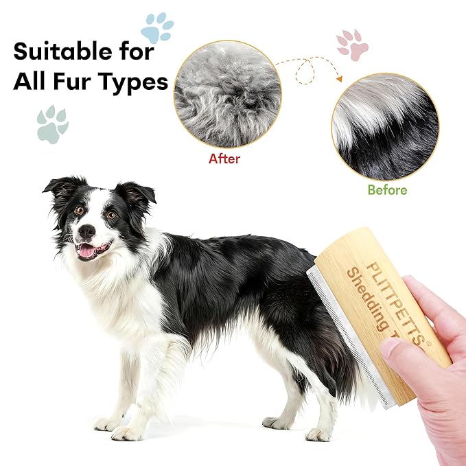 Dog Brush for Shedding, Deshedding Grooming Tool for Dogs, Cats & Horses, Dog Grooming Brush Pet Hair Removal Tool Painlessly Remove for All Hair Types, 5.2 Inch Ergonomic Handle