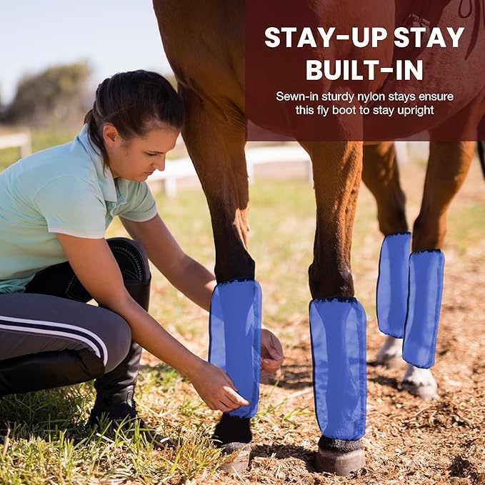 Mesh Fly Boots Horse Fly Boots Mesh Fly Wraps Leg Guard for Horse Set of 4