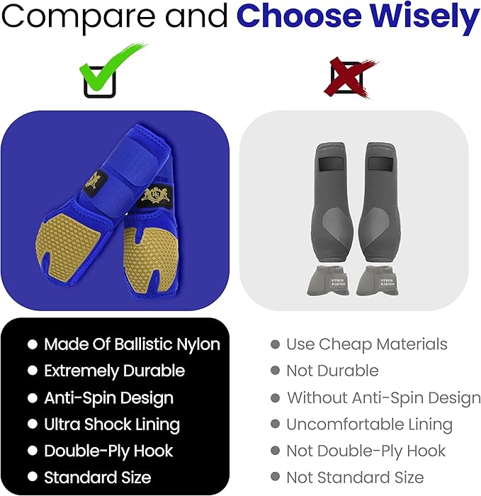RS Premium Design Gold Line Horse Boots | Comfortable, Protective & Shock Absorber | Sport Boots for Horses Best for Jump Training | Ok Fabric 1682D Provides Ultimate Flexibility
