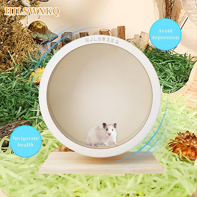 6.6in Hamster Silent Exercise Wheel – Wooden Hamster Wheel with Removable Washable Track, Quiet Wheel for Gerbils, Mice, Small Pets – Prevents Boredom Depression (6.6in)