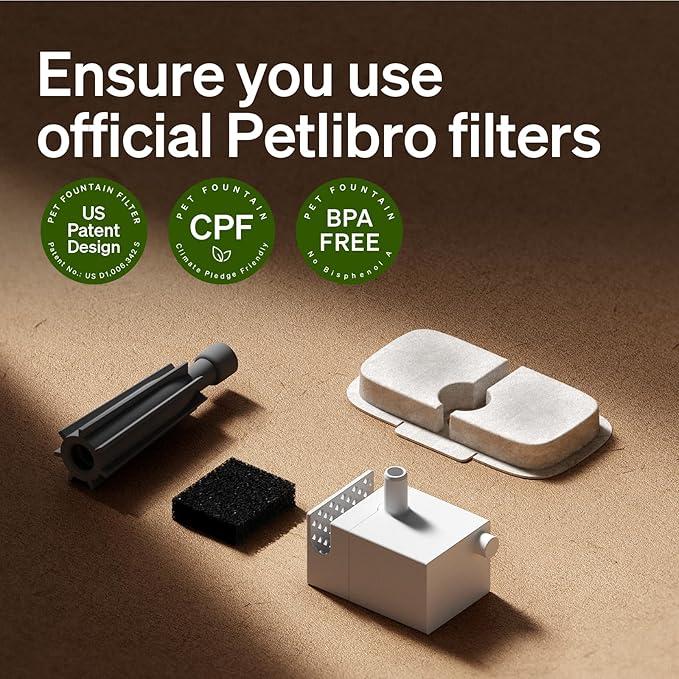 PETLIBRO 6 Packs Replacement Filters for Dockstream Cat Water Fountain PLWF105/PLWF115/PLWF005, 3 Months Set of Replacement Filters for Ultra Quiet Pet Water Fountain