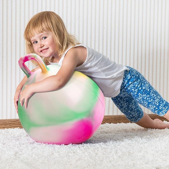 INPODAK Hopper Ball 18 Inch Bouncy Ball with Handle for Kids, Hippity Hop Jumping Bouncer Hopping Toy for Boys and Girls Ages 3-6 with Pump and Gift Box for Birthday