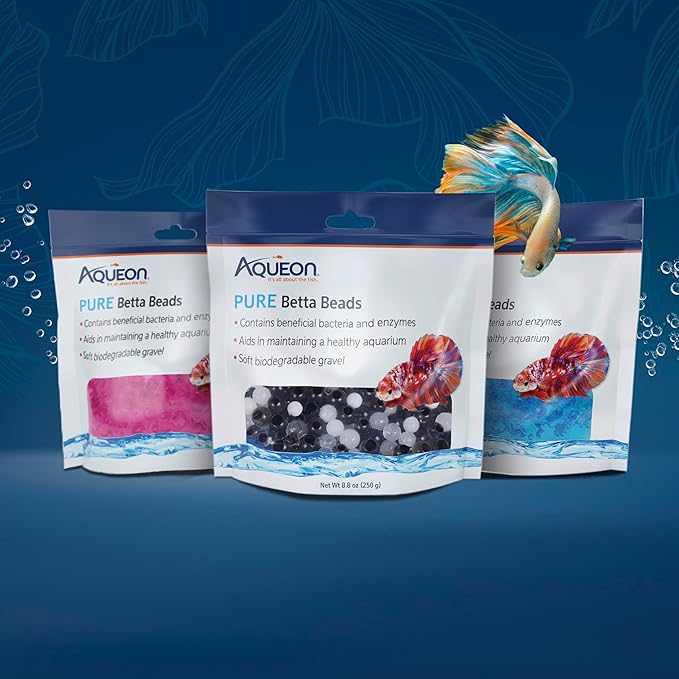 Aqueon Pure Betta Beads, Water Care for Unfiltered Aquariums, Maintains Clear Water and Helps Breakdown Organic Sludge, Black & White (Pack of 2)