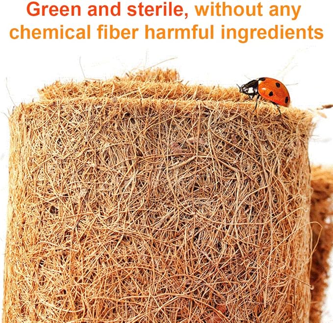 2 Pcs Reptile Carpet - 11.8" x 39.4" Natural Coconut Fiber Mat for Tortoise Bedding, Pet Terrarium Liner for Lizard, Turtle, Snake, Bearded Dragon, Gecko