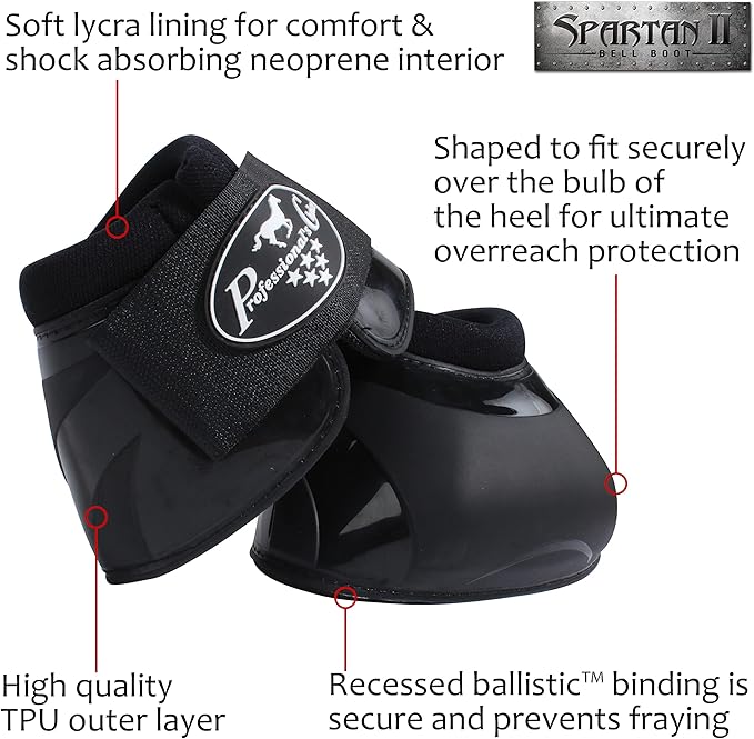 Professional's Choice Spartan II Bell Boots | No Turn Knob | Double Hook & Loop Closure | Sold in Pairs